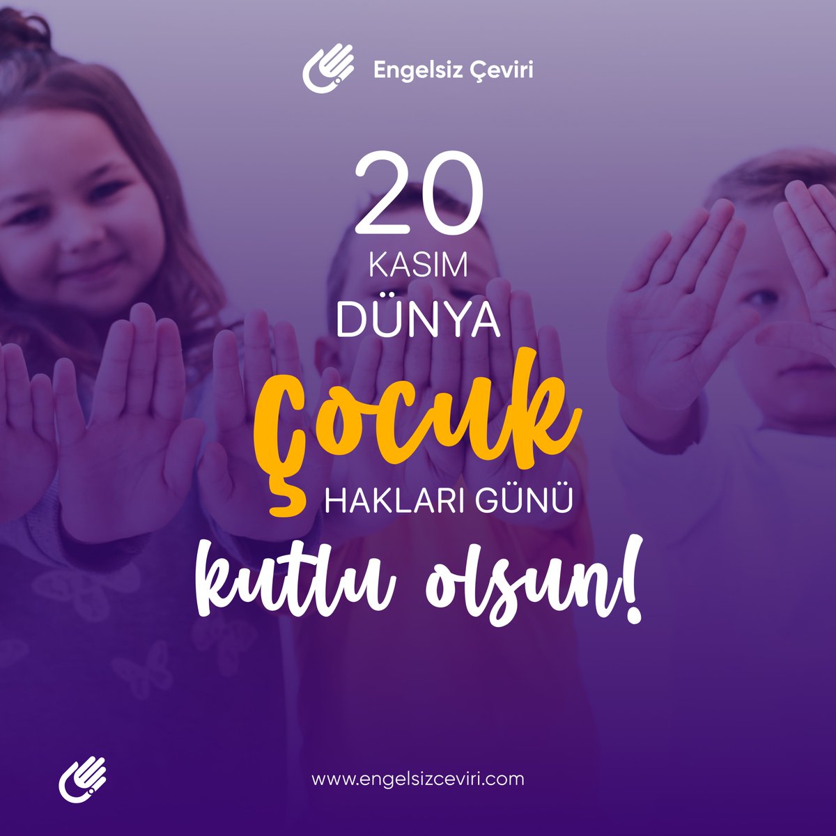 Çocukların hakları, evrensel bir sorumluluktur!

Her çocuğun #eşit haklara sahip olduğu ve eşit şartlarda yaşadığı bir dünya inşa etmek ise bizim ellerimizde!

Geleceğimiz #çocuklar ! Gününüz sevgi ile kutlu olsun!

#engelsizçeviri #dünyaçocukhaklarıgünü #çocukhakları #20kasım