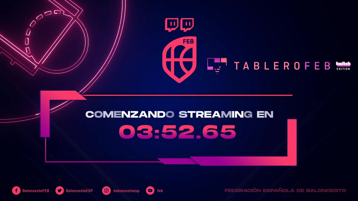 💜 <a href="/TwitchES/">Twitch ES</a> | #TableroFEB, a punto de comenzar un nuevo programa en directo 🔥

👨‍💻 Hoy, rumbo a Melilla y Vigo

⛹️‍♂️ #LEBOro:
✅ <a href="/OpuntoApunto/">Oscar Alvarado</a> - <a href="/melillabcto/">Club Melilla Baloncesto</a>

⛹️‍♀️ #LFEndesa:
✅ <a href="/PratsLau/">Lau_prats</a> - <a href="/Celtabaloncesto/">CELTA BALONCESTO</a>

📺 Acompáñanos en directo ⬇️
twitch.tv/baloncestoesp