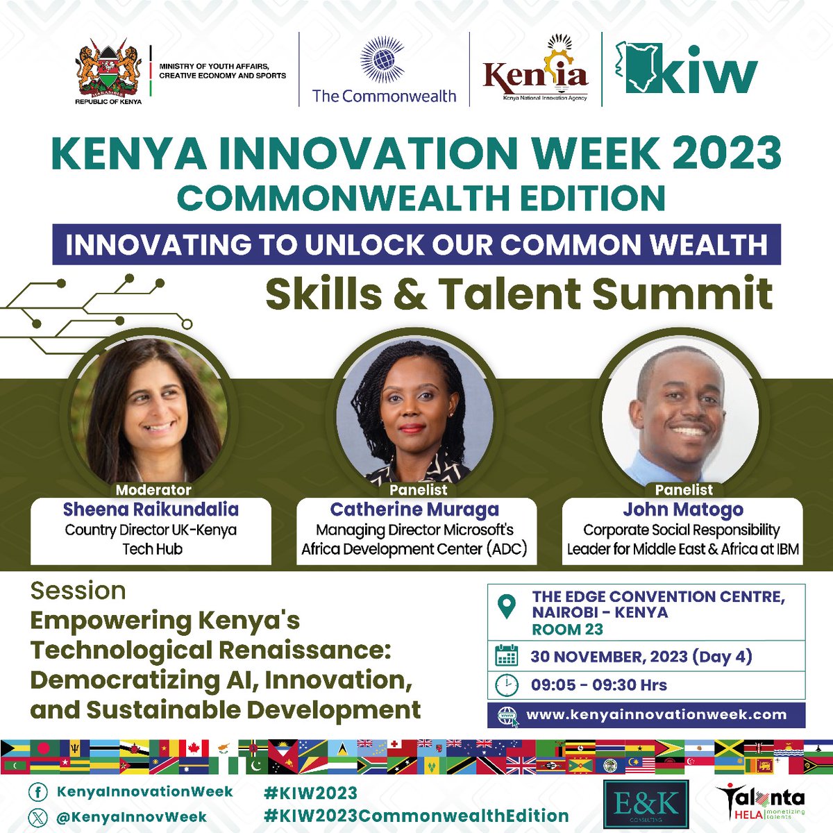 KENIAupdates's tweet image. Announcing the lineup for the Skills &amp;amp; Talent Summit at #KIW2023. This is your all-access pass to the skills that will drive the next decade of human potential and impact. 
Register: kenyainnovationweek.com

#KIW2023CommonwealthEdition