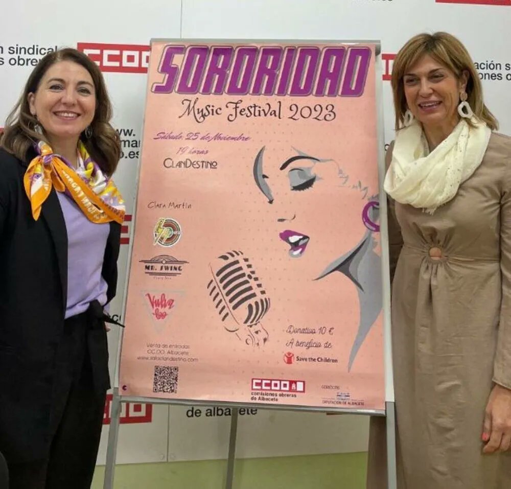 SOCIAL | @CCOOAlbacete ha presentado el Music Festival “Sororidad”, que tendrá lugar este sábado 25 de Noviembre, con motivo del Día Internacional de la Eliminación de la Violencia contra las Mujeres, y cuya recaudación este año será para la organización Save the Children