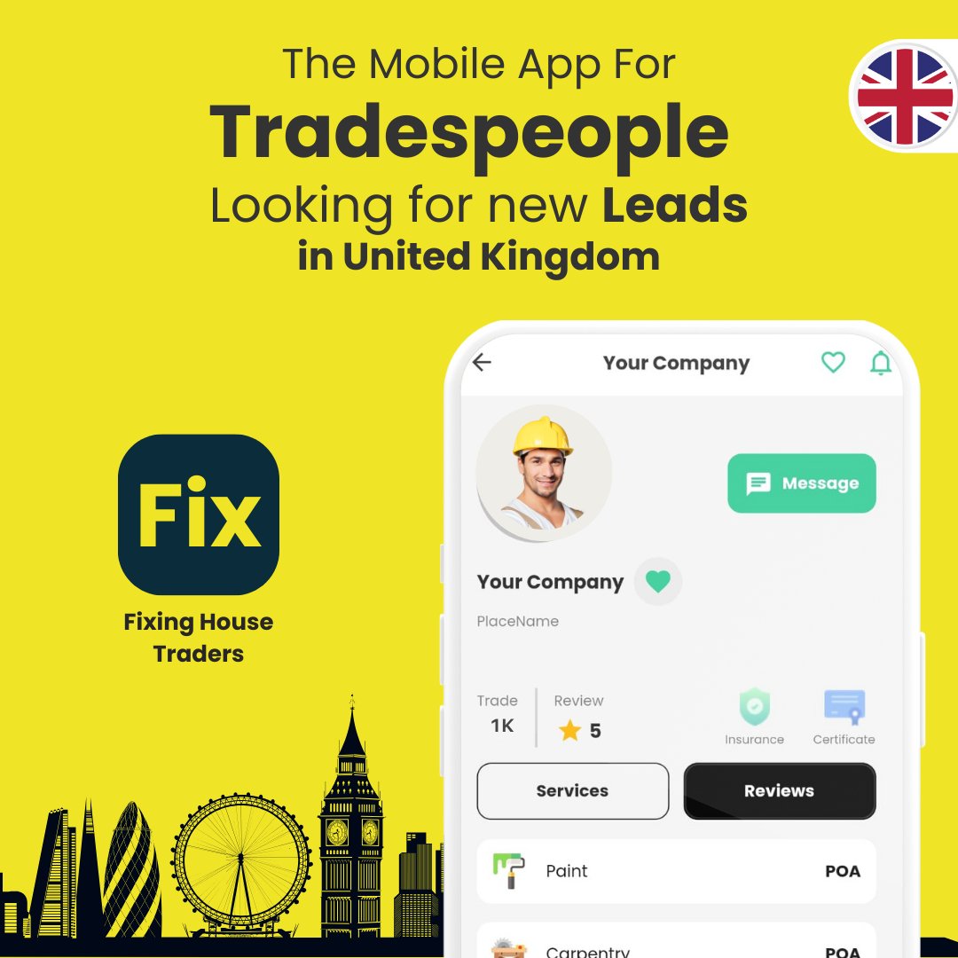fixinup's tweet photo. Fixing House Traders
The Mobile App For Tradespeople Looking for new Leads in United Kingdom
https://t.co/jHTMOIuAH0
#UKtradespeople #electricaluk #constructionuk #manandvanuk #heatingukhomes #paintingUK #plumberlondon #plumberuk #carpentryuk #builderuk #handymanuk #cleaninguk https://t.co/YAZ8fHCcGh