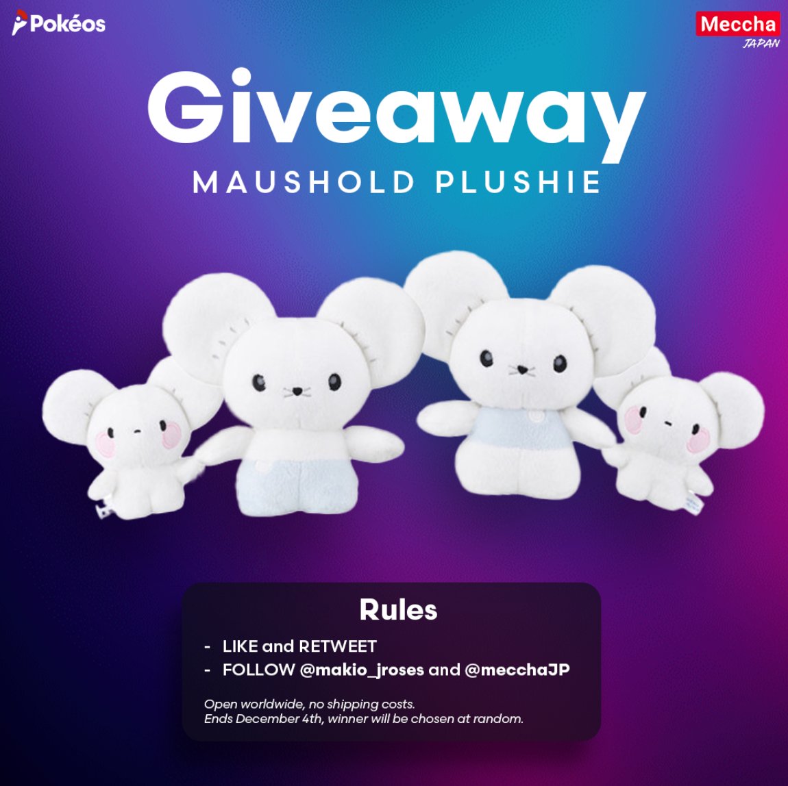 Pokémon #giveaway 🐭🐭🐭🐭

Try to win a Maushold Plushie WITH MAGNETS (yeah, they are detachable🤩)

To enter you need to:
- LIKE and RETWEET
- FOLLOW <a href="/makio_jroses/">Makio & JRoses | pokeos.com</a> and <a href="/mecchaJP/">Meccha Japan</a> 

We'll randomly select a winner on December 4th
Good luck everyone! 🍀