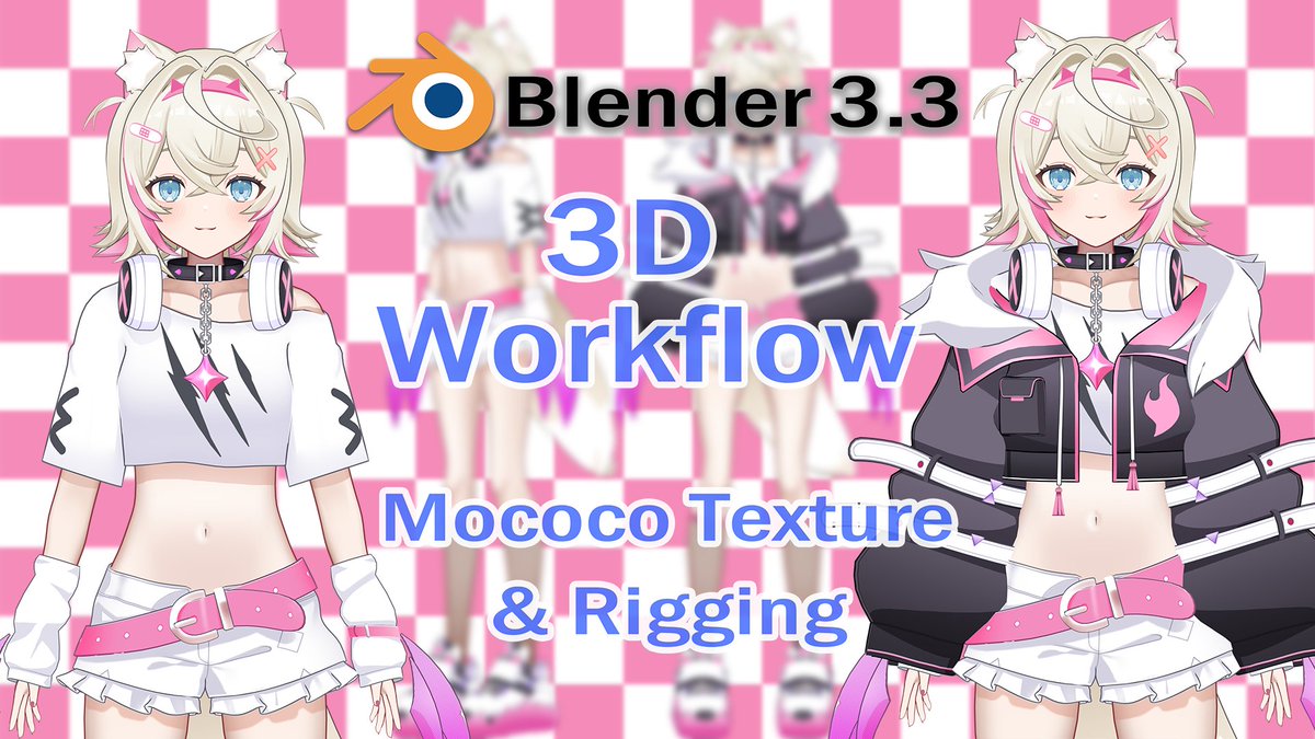 I just released a texture & rigging timelapse for the 3d model fanart of Mococo. Link below⏬