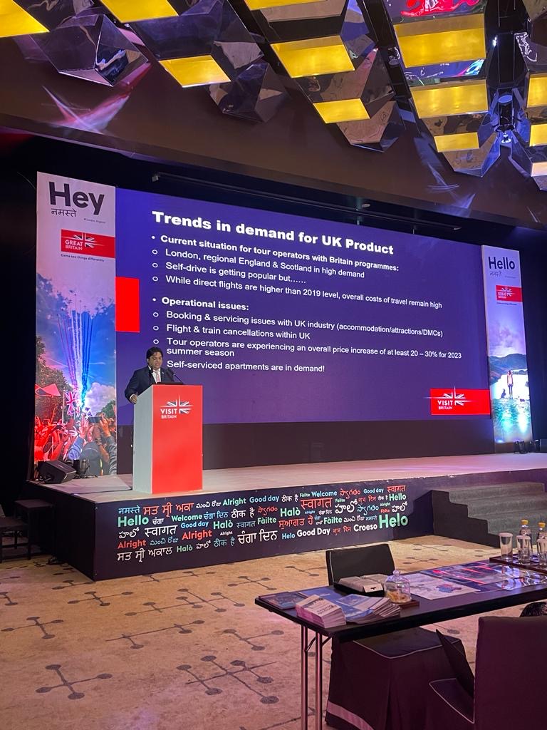 VisitBritainBiz's tweet photo. We are welcoming #India &amp; #Britain partners to Destination Britain India, led by our Partnerships Director Louise Bryce. The event will see UK suppliers  promote the best of Britain to top travel buyers to inspire visitors to the UK.

#AliveWithOpportunity  
#DBI2023 #DBIndia2023 https://t.co/bUalZCilZv