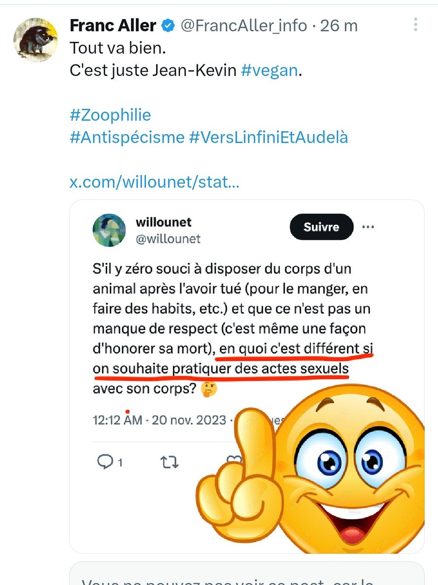 VforVirgile's tweet photo. Dis que tu ne veux rien comprendre à l'antispécisme et surtout que tu n'en es pas capable, mais sans le dire.
Poke @willounet
#chasse #chassenaufrage #chassepartage #beaufharceleur #verslinfinietaudelà #Grouic https://t.co/dic92ebDBl