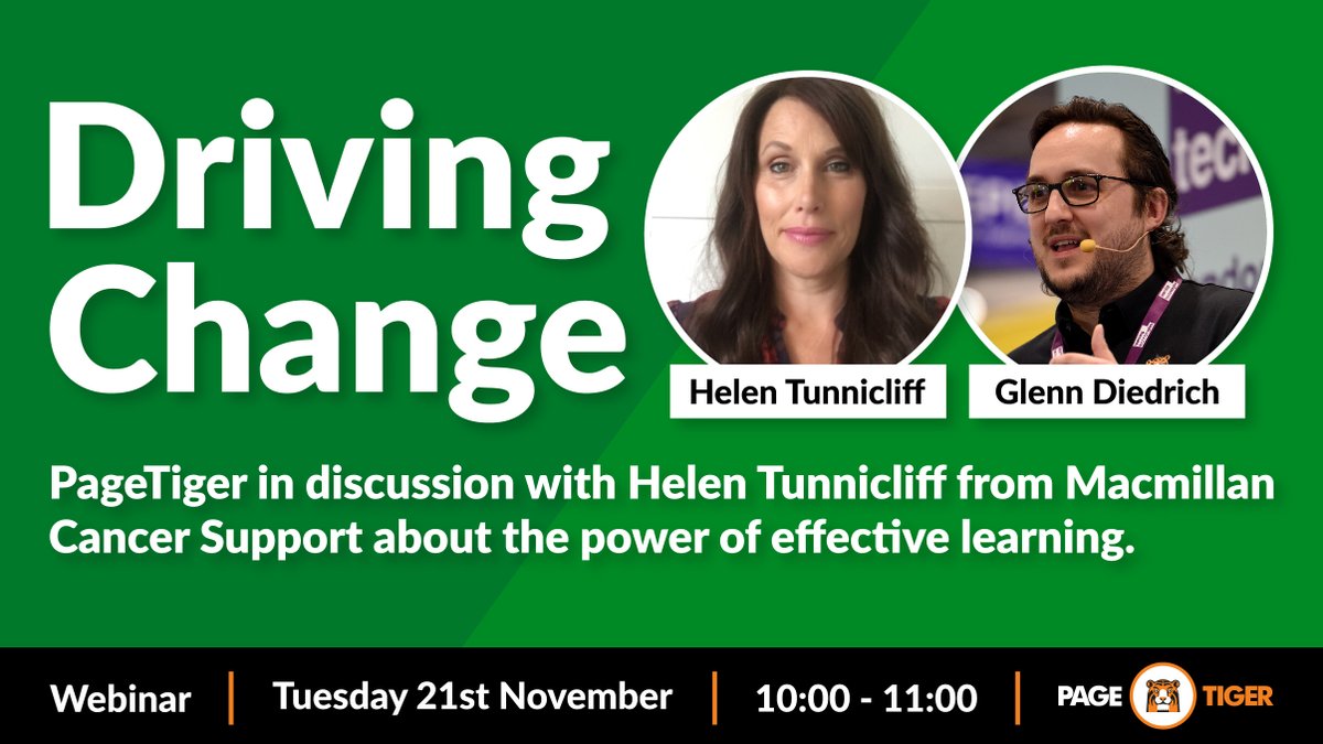 It's your last chance to save a spot at our highly coveted Driving Change webinar with Macmillan Cancer Support's Helen Tunnicliff. Sign up here, and we hope to see you online tomorrow! t.ly/KvMHX

#PageTiger #Webinar