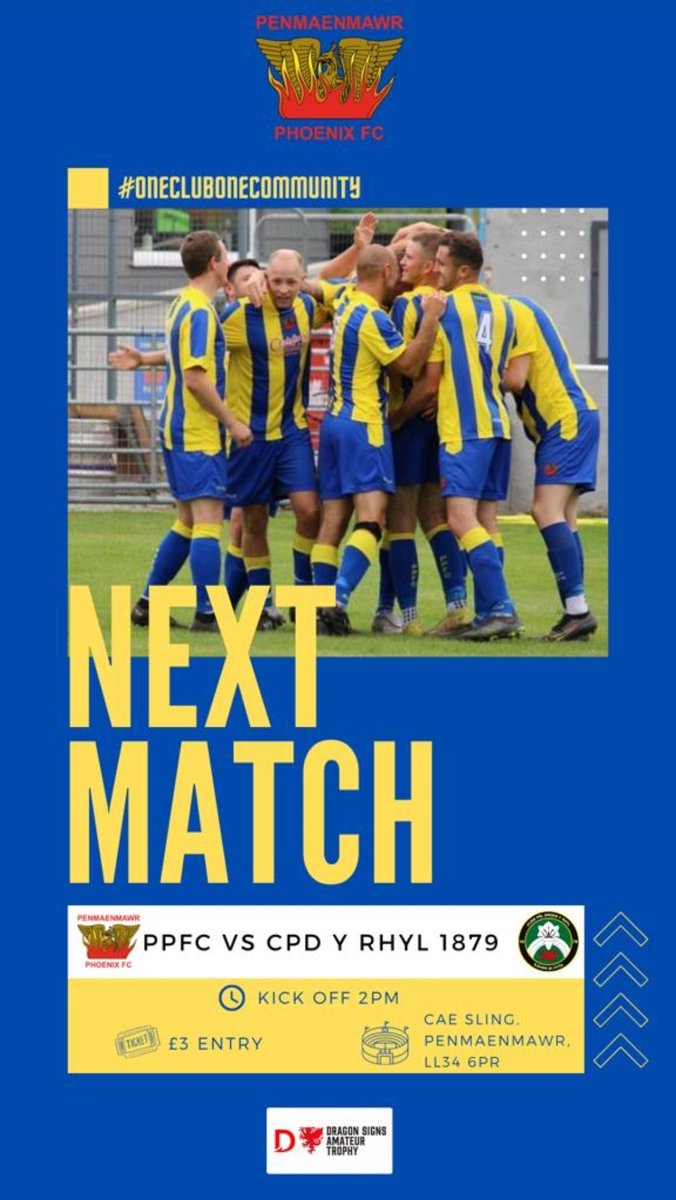 Our 1st are back in #fawamateur trophy action this weekend as we welcome @rhylfc to Cae Sling. #ppfc #supportyourlocalteam #blueandyellowarmy #OneClubOneCommunity #FAWamateur