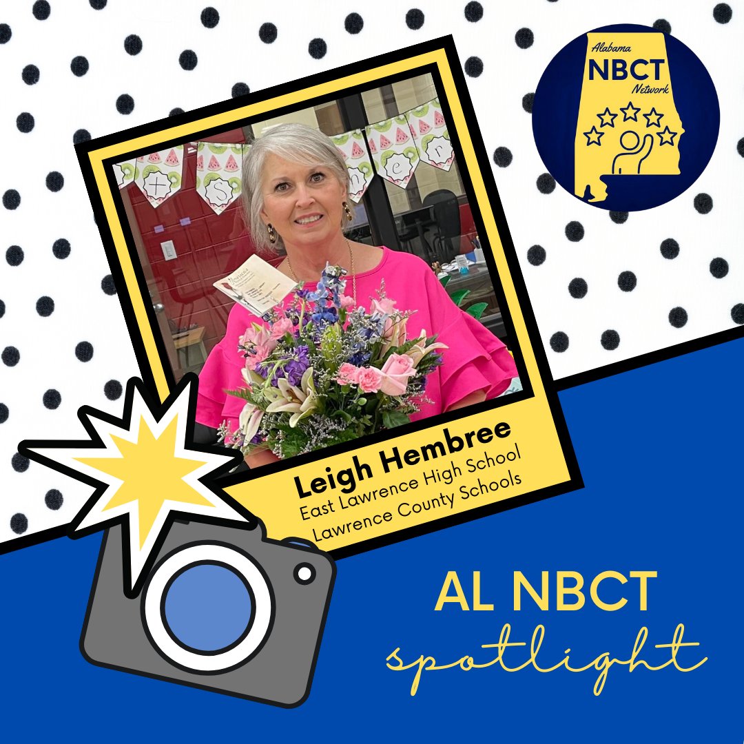alnbctnetwork's tweet image. Our AL NBCT Spotlight shines on Mrs. Leigh Hembree from East Lawrence HS @LCSMoves  She earned NBPTS certification as a Library Media Specialist in 2018 &amp;amp; won the 2022 Herman Moore LAMP Award for Outstanding Service to Alabama Libraries! #ALNBCT #DoingGreatThings #nbctstrong
