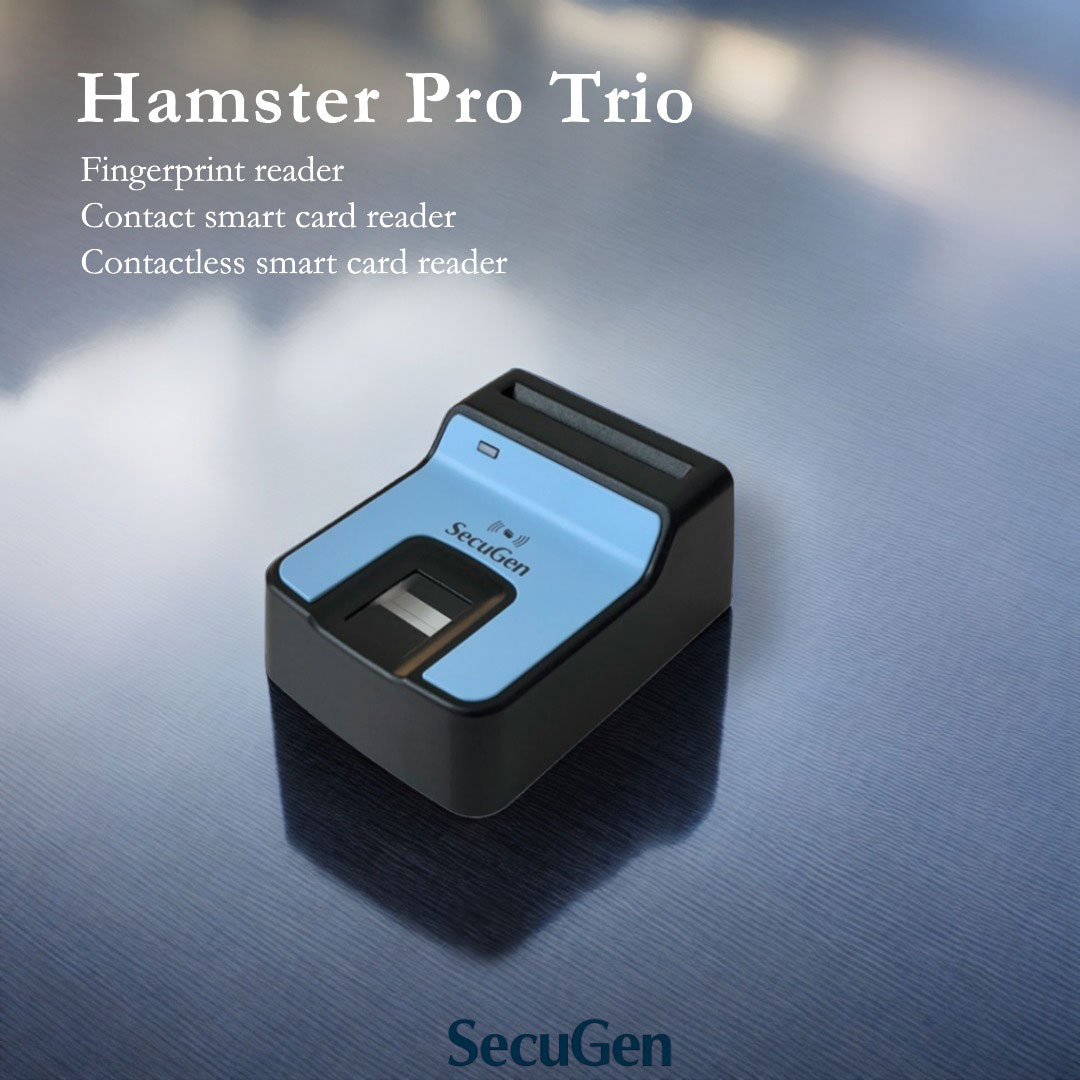 SecuGenCorp's tweet image. The Hamster Pro Trio combines SecuGen’s U20-A fingerprint sensor with contact and contactless smart card readers. Compact and rugged, it features an advanced FBI-certified optical sensor. &amp;lt;lnkd.in/gPcxVgys&amp;gt;
#FingerprintScanner #BiometricSecurity #SmartCardReader