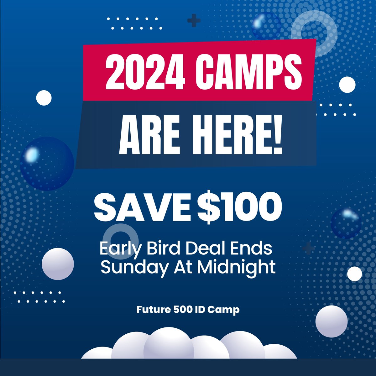 Announcing the upcoming Future 500 ID Camps for 2024! Don't miss out on this chance to be recruited. Register now and secure your spot at Future 500 ID Camps! buff.ly/3FDnqVI