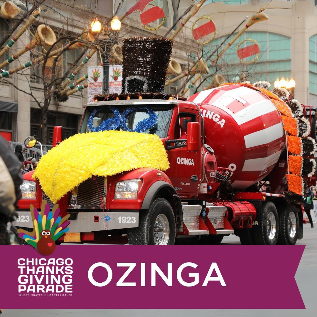 Watch out for Timmy the Turkey, <a href="/Ozinga/">Ozinga</a>'s beloved mascot, strutting down the parade route in the form of one of their iconic red and white ready mix trucks! 

#ChicagoThanksgivingParade #Sponsor