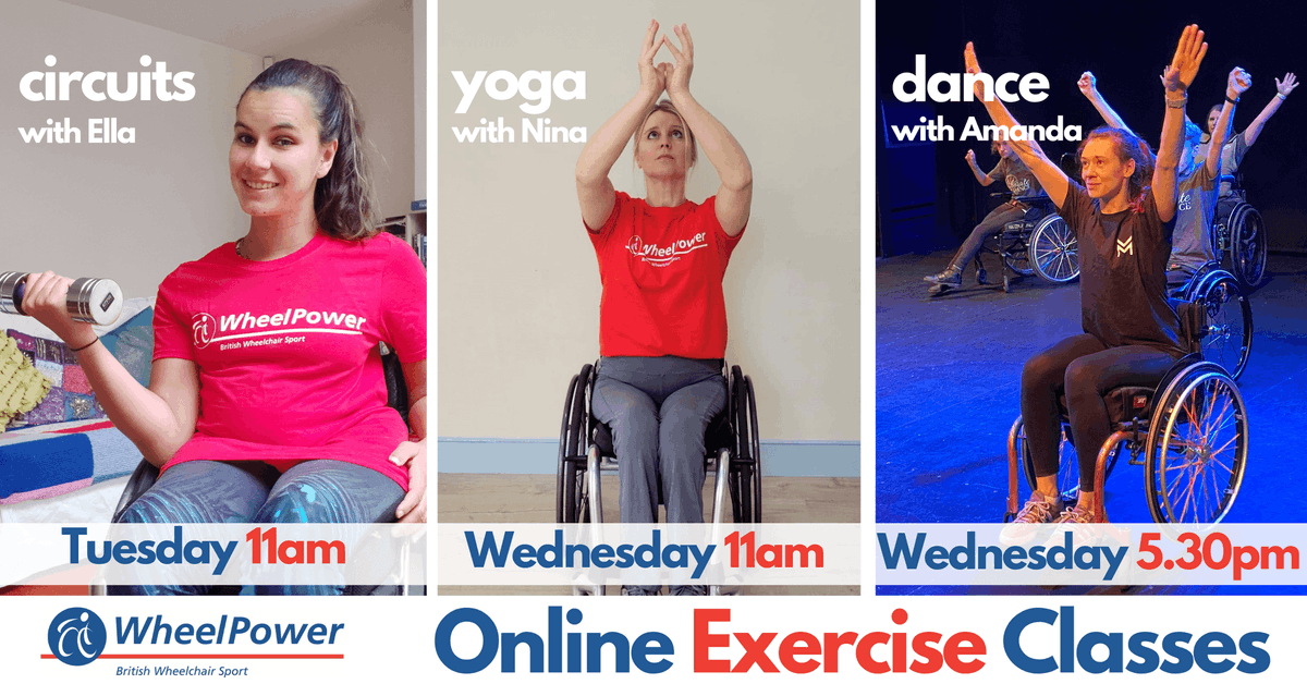 wheelpower's tweet photo. Join the Movement this November with 3️⃣ FREE Online Exercise Class from WheelPower:
💪 Tuesday 11am - Exercise with Ella
🙏 Wednesday 11am - Yoga with Nina
💃 Wednesday 5.30pm - Dance with Amanda
🎫 https://t.co/P8QKl4hB94  #OnlineExerciseClass https://t.co/a1QSYHeqJL