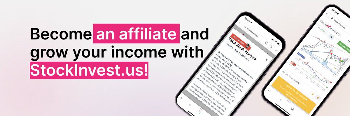 StockInvestUS's tweet image. Join the StockInvest.us affiliate program and earn 30% of every subscription. You can start promoting on your website, blog, social profile - anytime you want. 

Details ➡️ stockinvest.us/affiliates

#affilaiteprogram #stockinvestus