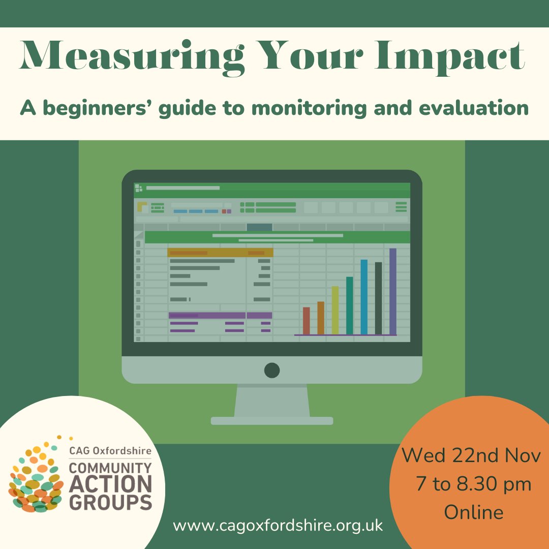 This Wednesday (22nd Nov) at 7pm. Join us for this FREE online workshop looking at how your organisation can measure its impact. Hear from @CherwellCollect @_ocva and Communty First Oxfordshire. Register here: tickettailor.com/events/communi…