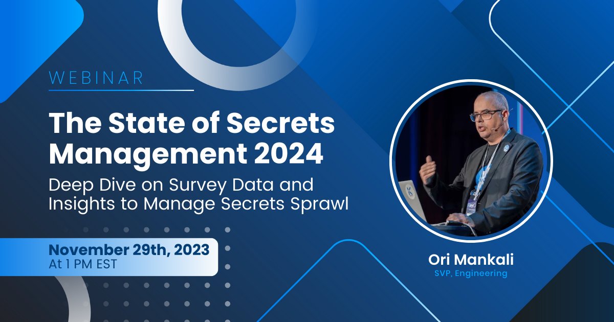 🔑 Join our Webinar 'The State of Secrets Management 2024' with Ori Mankali, VP of R&D at Akeyless.  A deep dive on the insights from over 200 experts on combating Secrets Sprawl & managing secrets.  🔐 Reserve now: [hubs.li/Q029nFls0] #SecretsSprawl #SecretsManagement