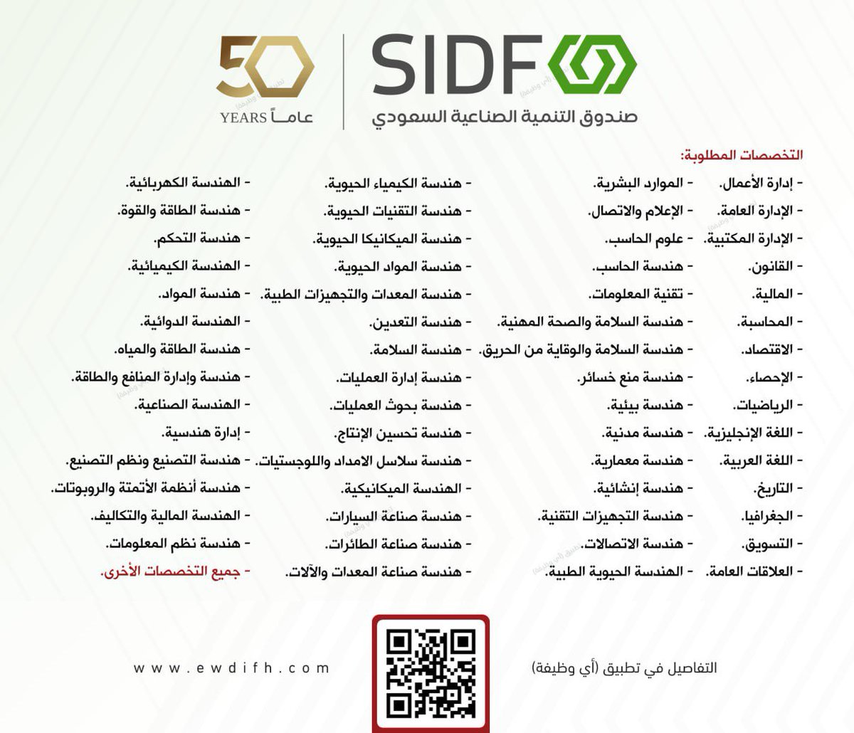 ewdifh's tweet photo. (🔴) الصندوق الصناعي (#جميع_التخصصات):

▪️ جميع التخصصات مطلوبة لبرنامج التدريب التعاوني.
▪️ تجربة عملية احترافية تربط محصلتهم الأكاديمية بالجانب الاحترافي والتطبيقي حسب تخصصاتهم.

تفاصيل: https://t.co/BX9tkODDzy https://t.co/c48S6rULn0