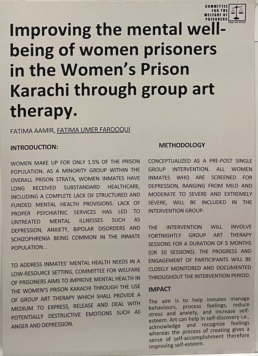 Also part of the Small Scale Research Grants initiative, we had posters displayed by Mehwish Dawood @IRDGlobal and Fatima Umer from @LegalAidOffice who are piloting interventions for vulnerable populations affected by climate crises & prison populations @PiecesResearch @IRDGlobal