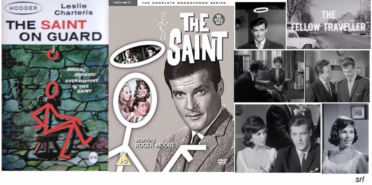 3pm TODAY on @TalkingPicsTV

From 1963, s2 Ep 1 of #TheSaint “The Fellow Traveller” directed by #PeterYates & written by #HarryWJunkin  

Based on a 1944 #LeslieCharteris short story📖“The Sizzling Saboteur” from 📖“The Saint on Guard”

🌟#RogerMoore #DawnAddams #GlynOwen