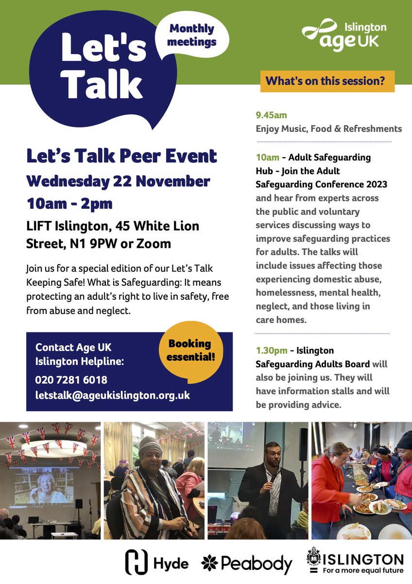Let’s Talk Peer Event is focusing on safeguarding on their next session - come along from 10AM to 2PM on 22nd November.