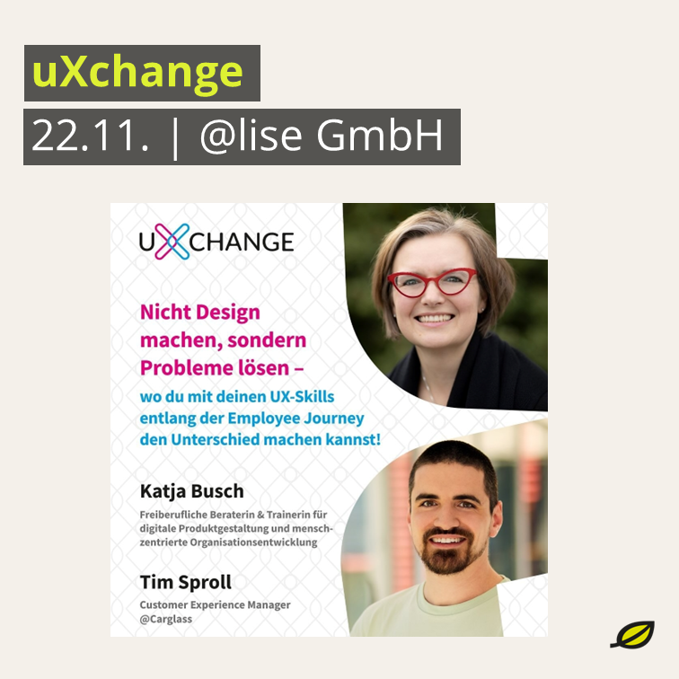 lisegmbh's tweet photo. Übermorgen hosten wir das uXchange Meetup bei uns im Büro. Thema diesmal: Nicht Design machen, sondern Probleme lösen – wo du mit deinen UX-Skills entlang der Employee Journey den Unterschied machen kannst. 

Alle Infos hier:  https://t.co/4MMBddQzJ2
#uxchange #uxdesign #meetup https://t.co/t26sShMAY6