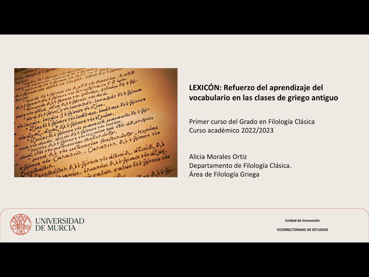 Miembros de #UMClásicas esta mañana en el II Congreso de Innovación Docente de la UMU  @LetrasUM <a href="/InnovaUM/">Unidad de Innovación</a> 👏🏻👏🏻👏🏻
