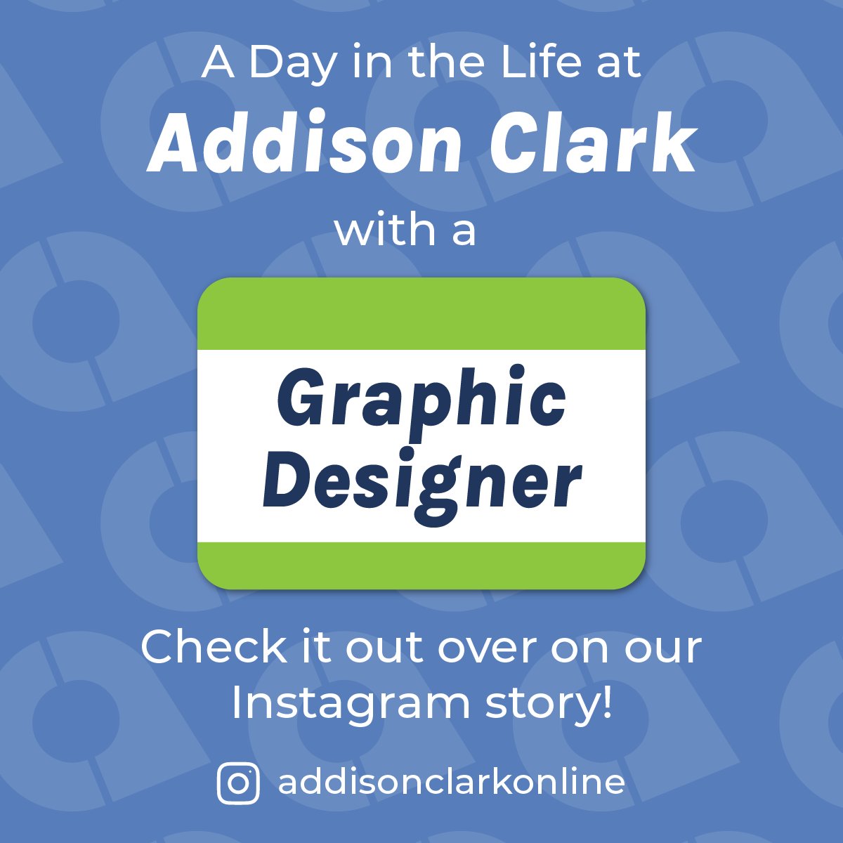 Come along another day in the life at Addison Clark with our newest Graphic Designer, Beezer!

What are you still doing here? Head on over to our Instagram stories throughout the day to follow along!

 #marketingagency #rva #digitalmarketing #richmondva #graphicdesigner