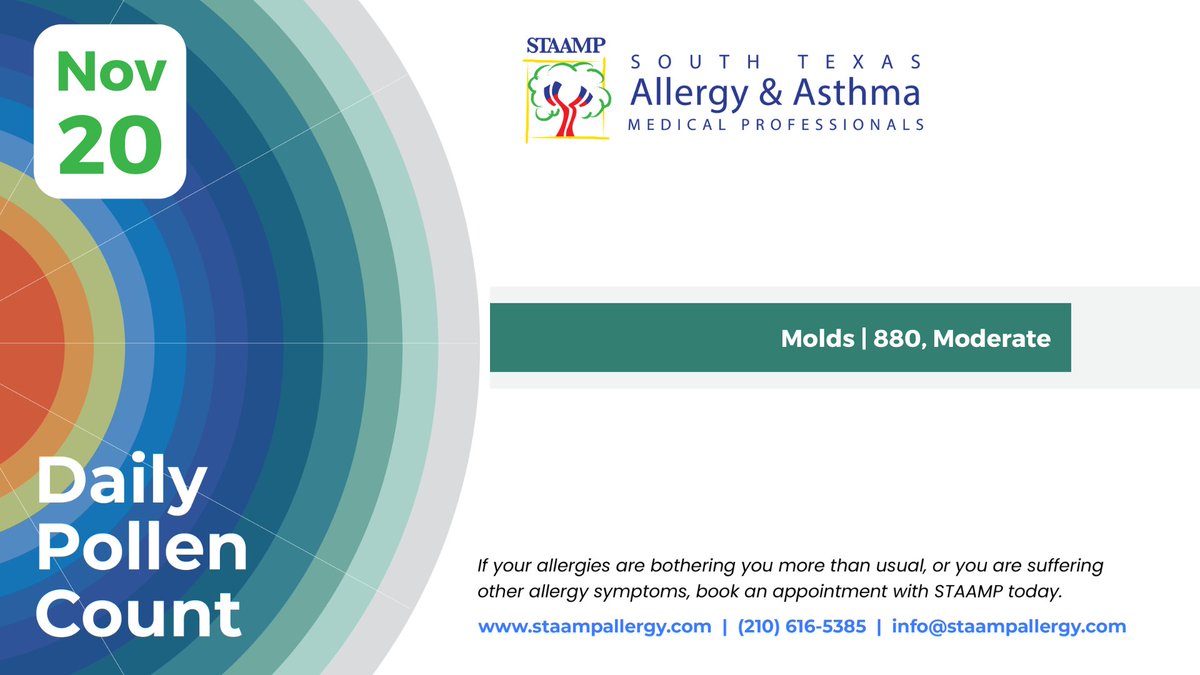 STAAMPAllergy's tweet photo. Daily Pollen Count 11-20-23 https://t.co/mf0NScwExC
