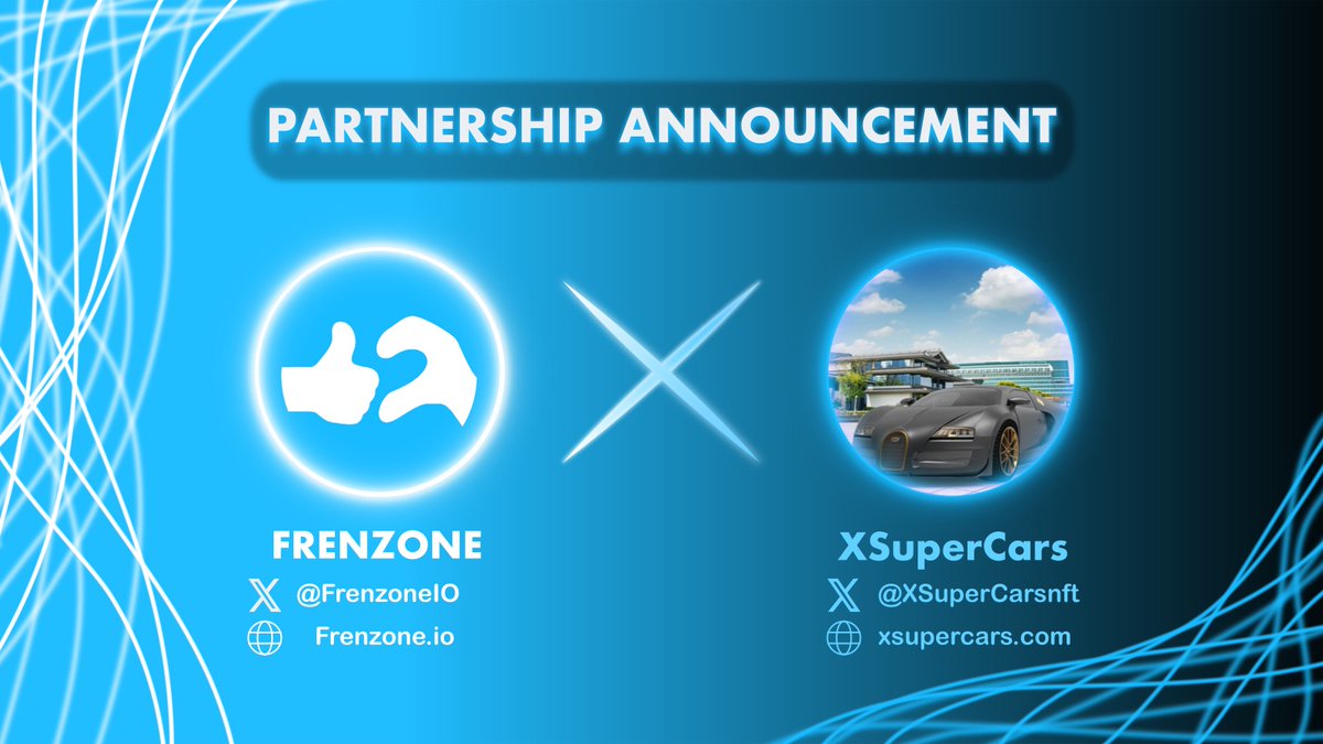 frenzoneIO's tweet photo. PARTNERSHIP ANNOUNCEMENT
Frenzone 🤝 XSuperCars

#Giveaway 🎁
🏆5 WL from @XSuperCarsnft
🏆5 WL from @frenzoneio

To join: 
1️⃣ Follow @frenzoneio & @XSuperCarsnft
2️⃣Like❤️, RT & comment

#Socialfi #Frenzone #Aptos #ETH #NFT