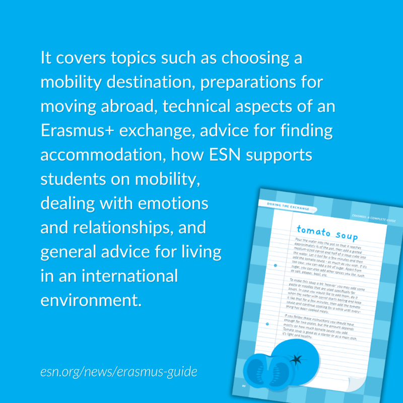 EUErasmusPlus's tweet photo. If you are thinking about joining Erasmus+ next year, you probably would like to get useful info, some advice, and perhaps a testimonial from someone who's been through it.

Well, the @ESN_Int's "Erasmus: A Complete Guide" has exactly that and more!

Find it here.