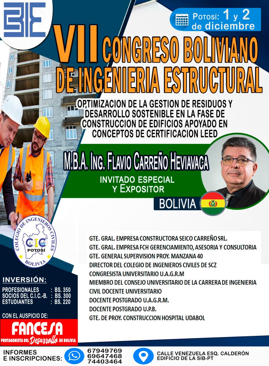 CementoFancesa's tweet photo. Somos parte del VII Congreso Boliviano de Ingeniería Estructural https://t.co/JcbRNpmz8C