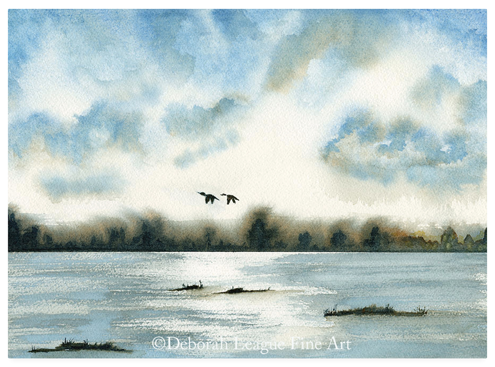 Ducks take flight #watercolor #painting #art #artist #artwork #ayearforart #buyintoart #wallart #homedecor #giftideas #shopearly #giftideas #thegiftofart #landscape #birds #water #lakescape #lakepainting #waterscene #waterscape #artprintsforsale ART - deborahleaguefineart.etsy.com/listing/757490…