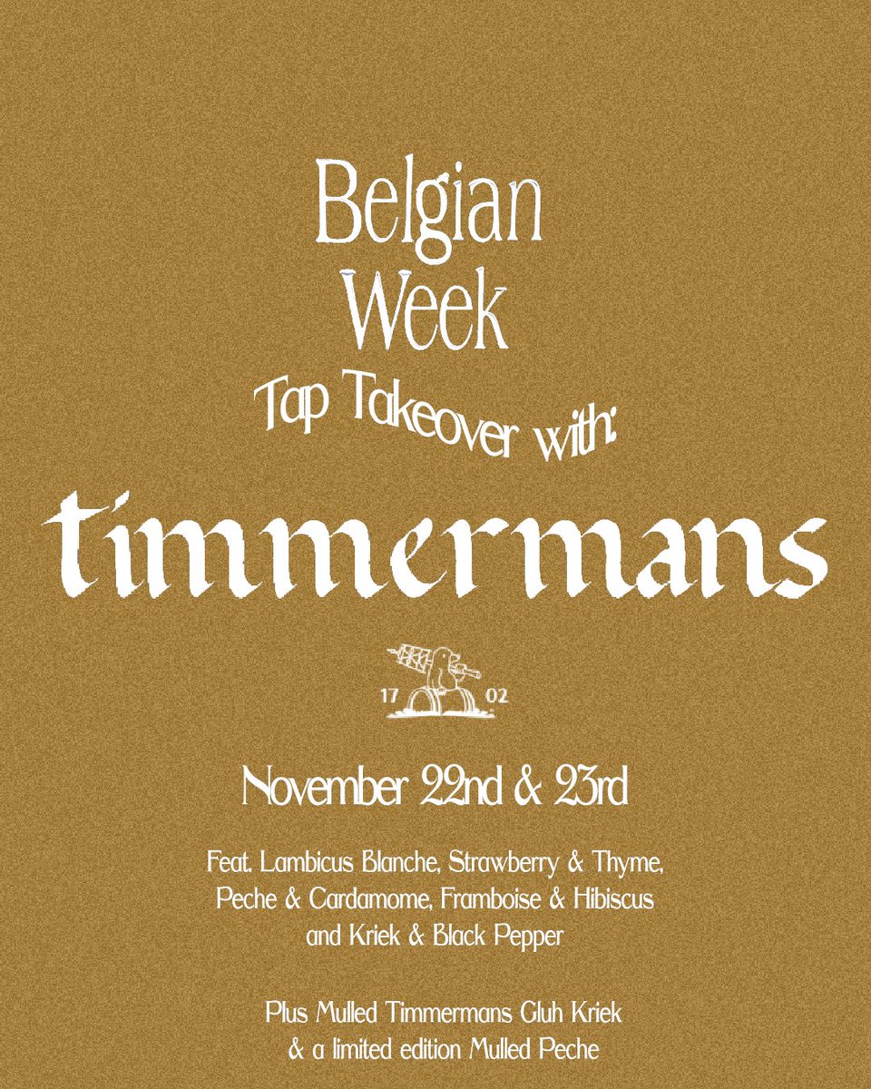 🇧🇪 Join us this Wednesday for a Timmermans Tap Takeover as part of our Belgian Week!