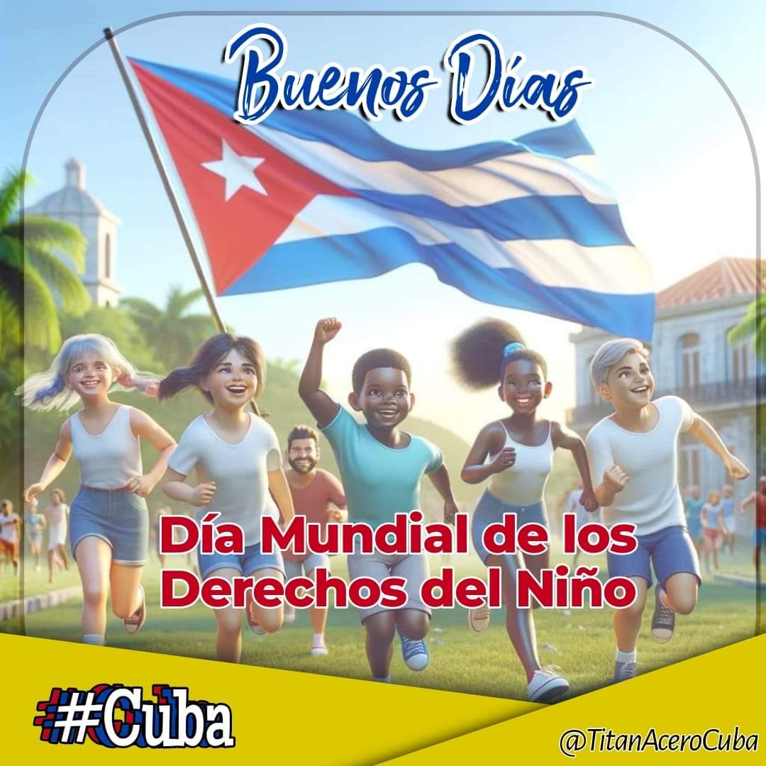 Buenos 👍 días 🌞  en el Día Internacional de los #DerechosDelNiño. Desde #Cuba 🇨🇺 enaltecemos nuestro compromiso para con ellos y darle todos sus derechos a pesar del injusto bloqueo #MejorSinBloqueo. Y #JuntosXCuba seguimos conquistando futuro.
UJC NACIONAL Romus Maximus