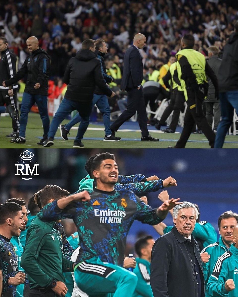 AdriRM33's tweet photo. - Zinedine Zidane tras clasificarse por tercera vez consecutiva a una final de Champions.
- Carlo Ancelotti tras clasificarse a su quinta final de Champions.

GRANDEZA. 👏 https://t.co/cLBBpPSXEd