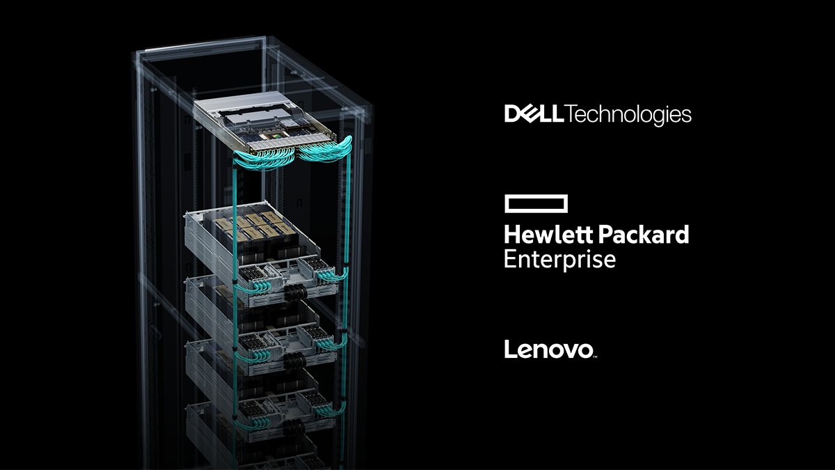 NVIDIANetworkng's tweet image. Just announced: NVIDIA’s New Spectrum-X Ethernet Networking Platform for AI available soon from Dell Technologies, Hewlett Packard Enterprise, and Lenovo. #NetworkingforAI nvda.ws/46kNHU7