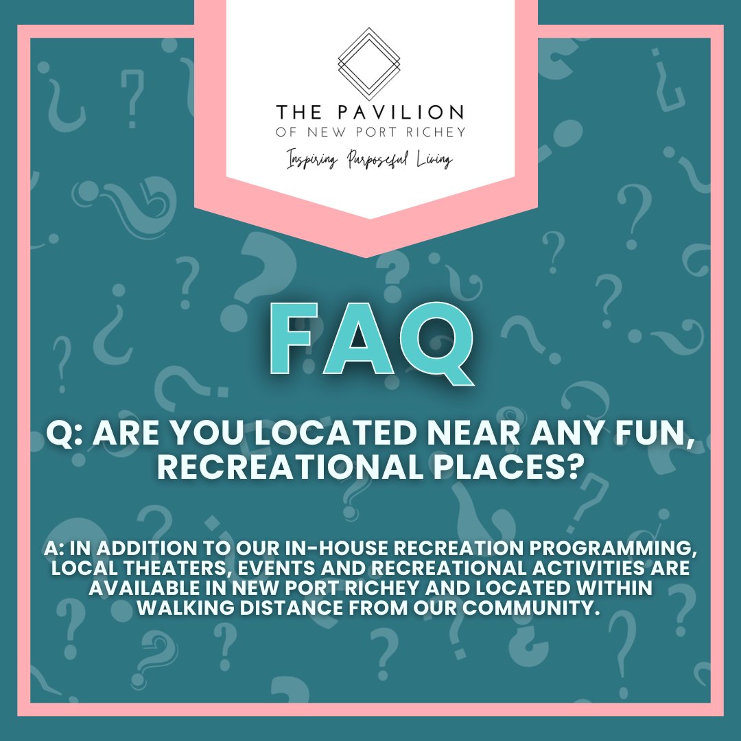 Seeking nearby excitement? The Pavilion of New Port Richey is conveniently located near a range of recreational spots.

Join us and dive into the nearby vibrant culture and entertainment!

#Recreation #LocalExploration #VibrantCommunity