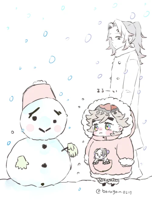 ちまどま🌈「君⛄とっても丸いねー」   こくしぼー🌙「…丸いのが二つ…」