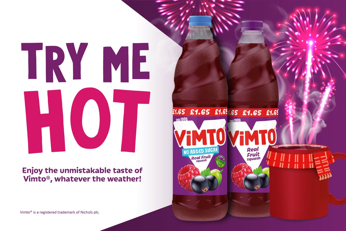 SugroUK's tweet image. Enjoy the unmistakable taste of #Vimto, whatever the weather! ❄️ 

Perfect pick-me-up for cold winter nights. Stock up now! ❄️ 

#SugroUK #Vimto #TryMeHot #Squash