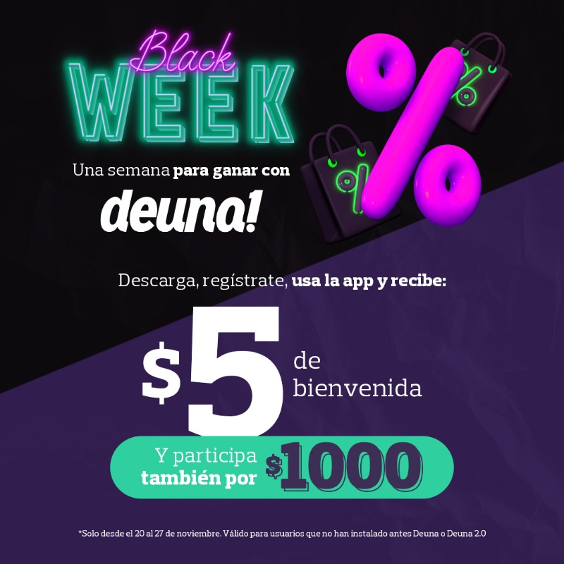 deuna_app's tweet photo. ¡Descarga y usa Deuna para ganar $5 como regalo de bienvenida!💜 Hazlo hasta el 27 de noviembre y además participas en el sorteo de 3 premios de $1.000 ​🚀

Aplica TyC.