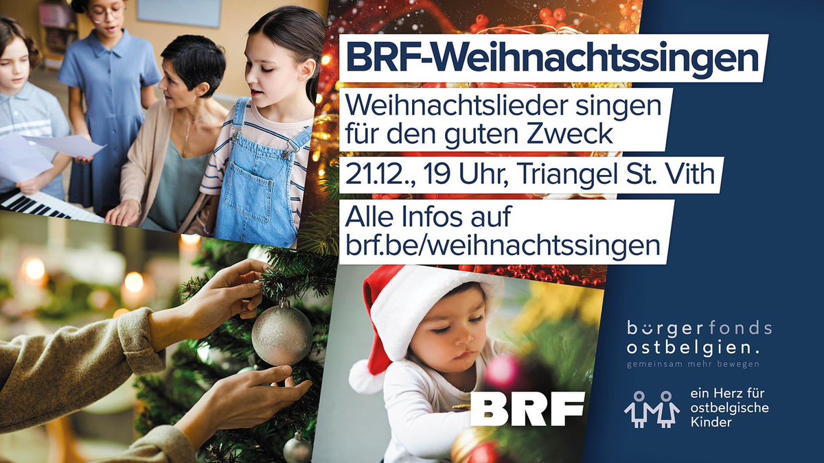 BRFbe's tweet photo. 🎄 JETZT TICKETS SICHERN 🎄
#BRF-#Weihnachtssingen für den guten Zweck am 21. Dezember 2023 im #Triangel St. Vith #Ostbelgien #Weihnachten #Gesang #Gemeinschaft 
Tickets und Infos ➡️ https://t.co/3JzggBaHOx https://t.co/QgsqF9Tb6K