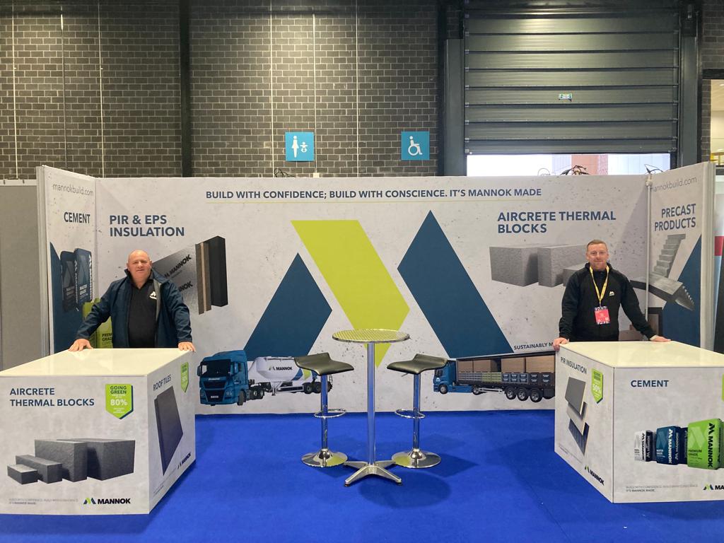 MannokBuild's tweet photo. We're exhibiting at the #NBGConference23! Say hello 👋 to us on Stand P10📍 and find out more about our quality building product range, including Aircrete Thermal Blocks, Bagged Cement, PIR &amp; EPS Insulation and Roof Tiles.

#buildwithconfidence #buildwithconscience #mannokmade https://t.co/EhsInHYoha