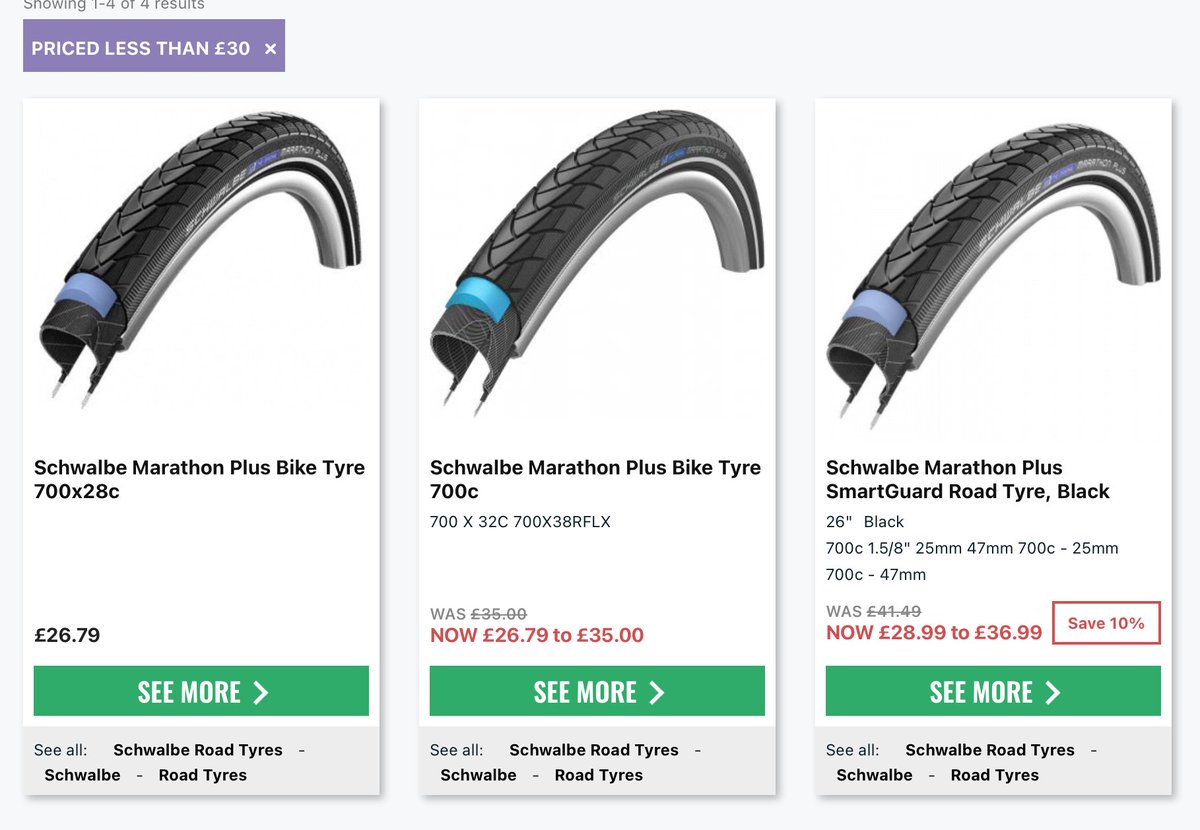 Seen: Schwalbe Marathon Plus for just £26.79 Buy multiples and get further savings bikesy.co.uk/s/marathon%207… Fantastic for commuter and touring bikes