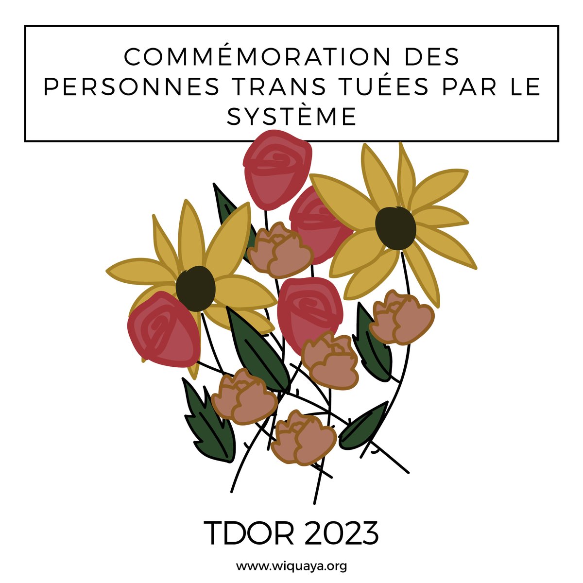 wiquaya's tweet photo. Aujourd'hui c'est le #tdor2023 .

Le jour de commémoration des personnes transgenres/non-binaires tuées par le système.

Nous ne vous oublions pas et nous continuons la lutte, parfois simplement de par notre existence même, et toujours avec la rage au cœur. 

Rest in Power.
#LGBT https://t.co/lRxJWO3EvC