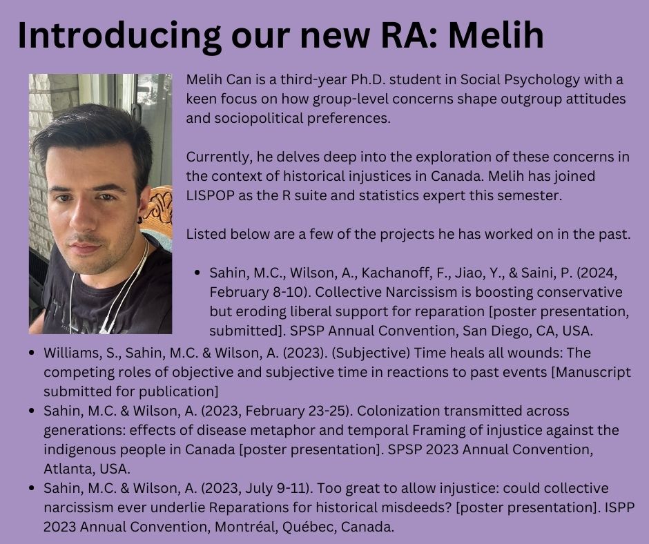 Meet our new RA Melih Can Sahin!

We’re delighted to have Melih as part of the LISPOP team!