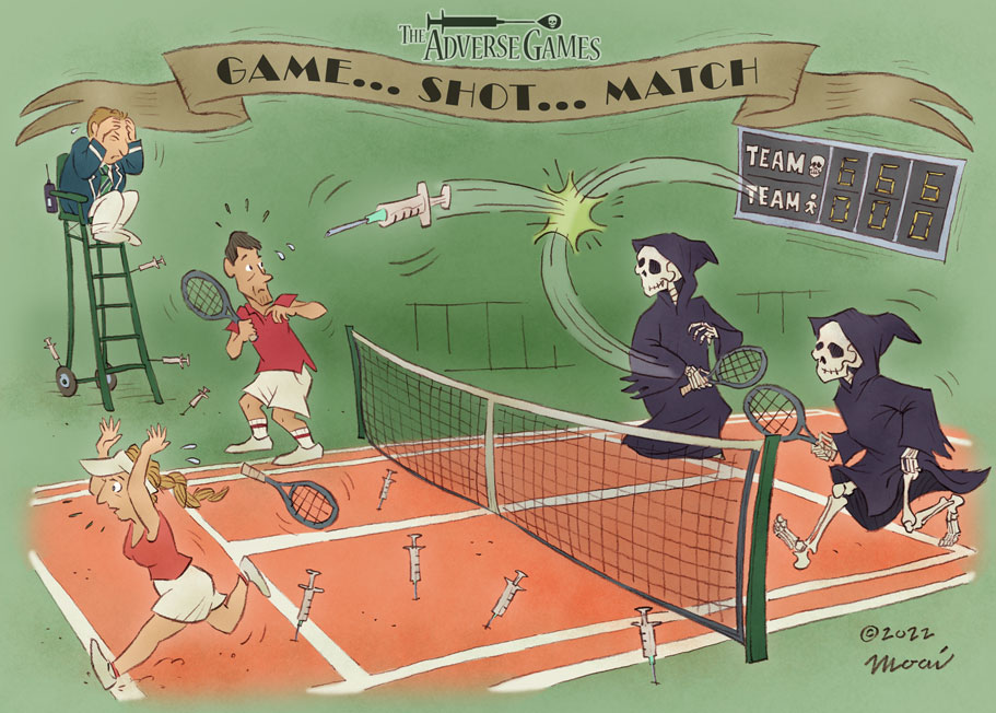 Congrats to Novak Đoković on his victories... not only in sport! 🏆

For the series: 'The Adverse Games' 💀 Game, Shot and Match! 🎾

#Djokovic #NoDiscrimination #NoVaccineMandates #NoVaccinePassports #collateraleffects #DiedSuddenly
