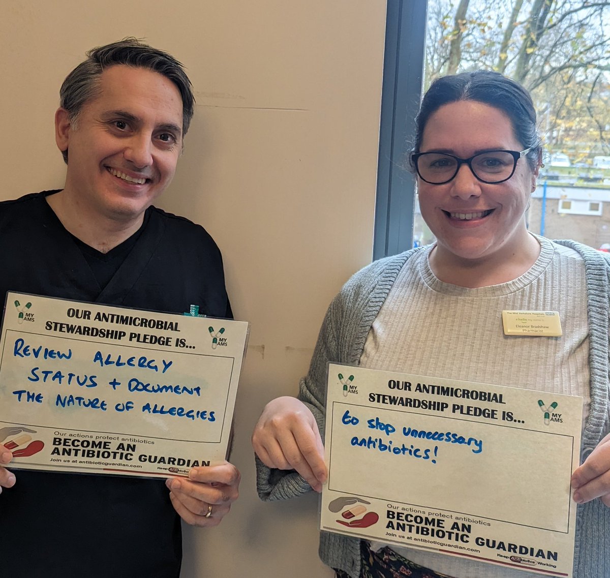 MYPharmaJoe's tweet photo. Out reviewing patients on day 1 of world antimicrobial awareness week 23. Great to see so many different professionals making pledges to help protect antibiotics @MidYorkshireNHS @AauPgh @myttAMS #WAAW23 https://t.co/J1ANDTDJzR