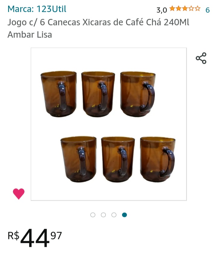 LOYKINHO's tweet image. amzn.to/3G99Dqw
.
Jogo c/ 6 Canecas Xicaras de Café Chá 240Ml Ambar Lisa 
Valor:R$44,97

#canecas #xicaras #cafezinho #jogodecanecas #jogodexicara #sofisticação #bomgosto