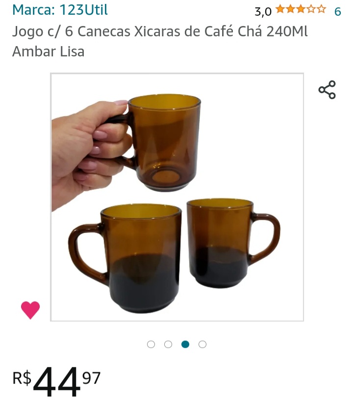 LOYKINHO's tweet image. amzn.to/3G99Dqw
.
Jogo c/ 6 Canecas Xicaras de Café Chá 240Ml Ambar Lisa 
Valor:R$44,97

#canecas #xicaras #cafezinho #jogodecanecas #jogodexicara #sofisticação #bomgosto