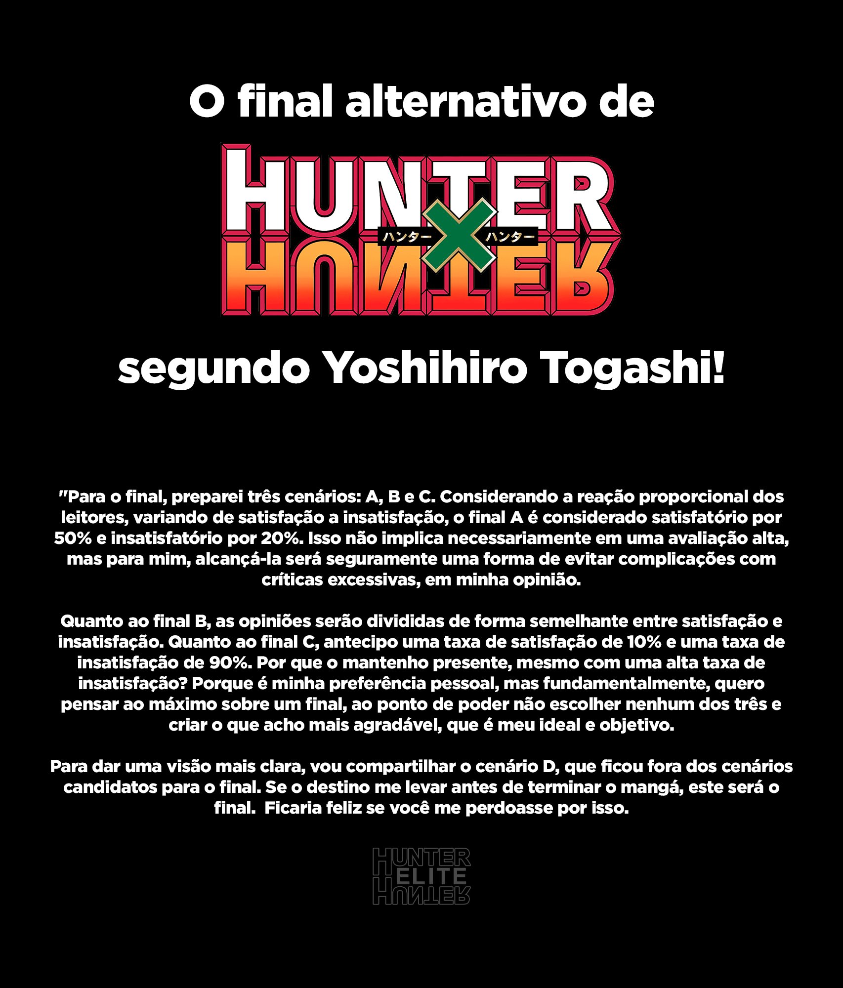 HUNTER X HUNTER NÃO VAI TER CONTINUAÇÃO?? FIM DA OBRA DE YOSHIHIRO  TOGASHI?? 