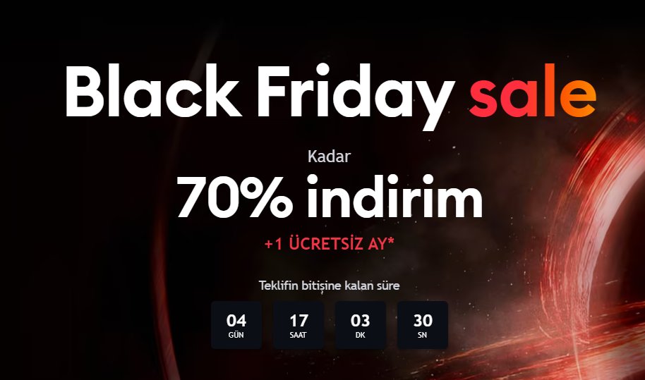 Black friday indirimleri başladı arkadaşlar, ben de çekilişle 1 kişiye 1 yıllık premium üyelik hediye ediyorum.

Bu twiti repost etmeniz yeterlidir.

Kazanan 24 Kasım 2023 Cuma günü açıklanacaktır.

🎁Tradingview <a href="/tradingview/">TradingView</a> <a href="/tr_tradingview/">TradingView Türkiye 🇹🇷</a>